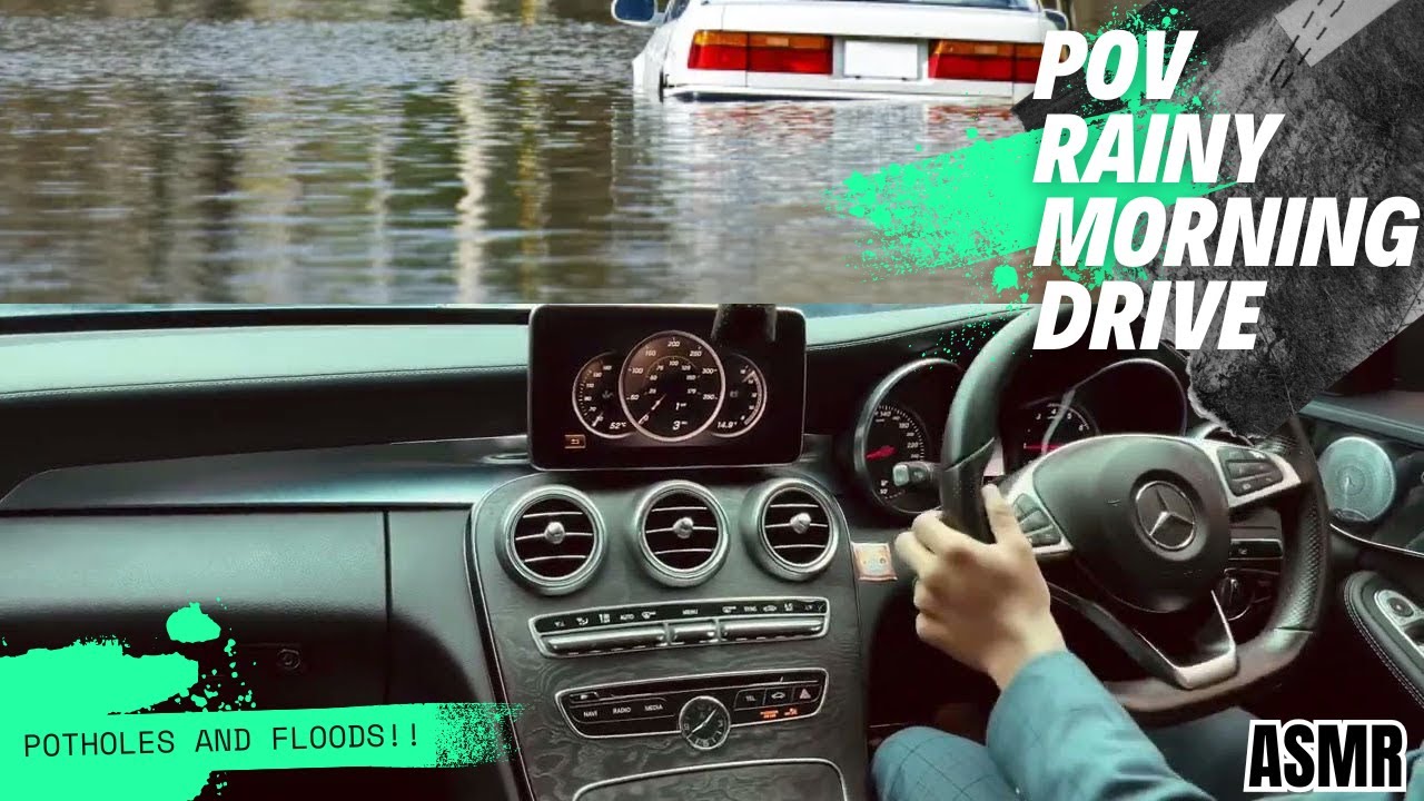 RAINY ASMR DRIVE POV: Monday morning rainy drive in my W205 c class