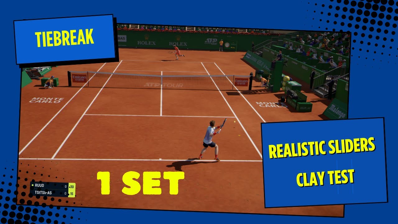 TIEBREAK REALISTIC SLIDERS TEST CLAY | Casper Ruud VS Stefanos Tsitsipas | MONTECARLO | Gameplay