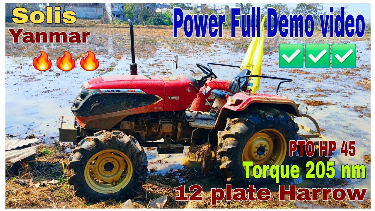 Solis 4515 4wd 48hp Tractor Harrow Demo Video paddling Performance 🔥✅️✅️✅️