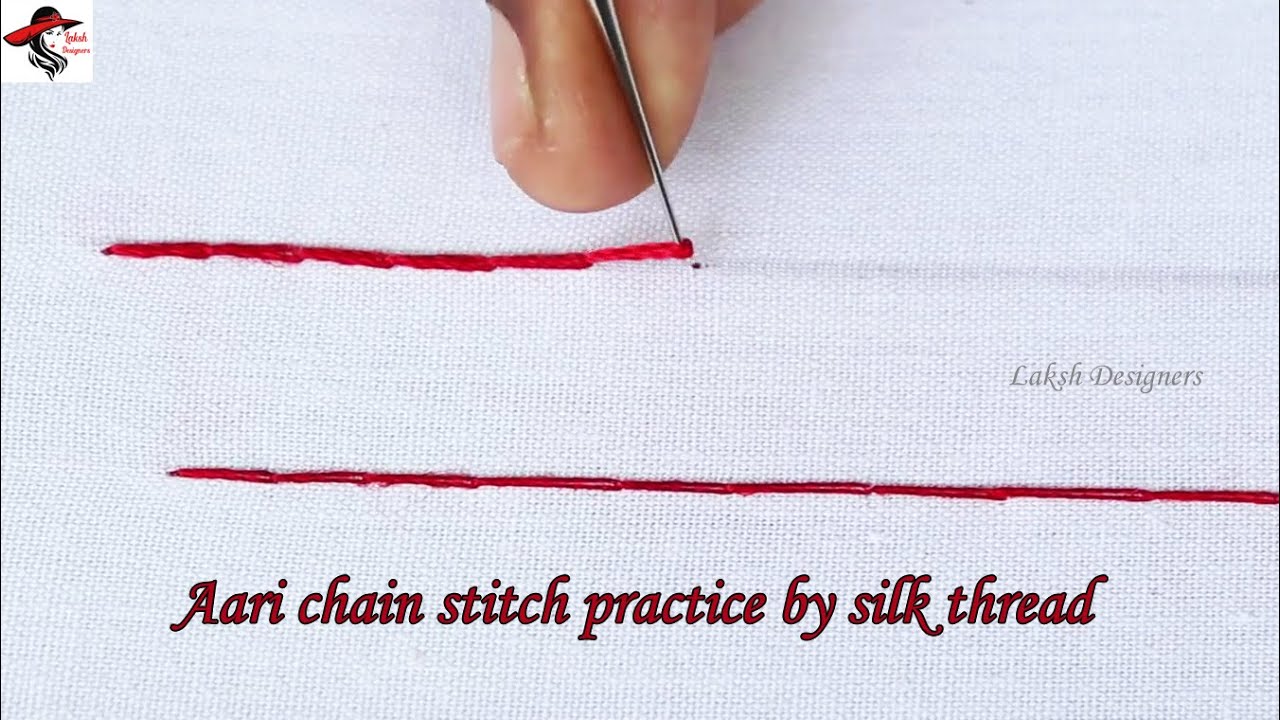 silk thread practice for aari basic chain stitch | silk thread chain stitch practice for beginners