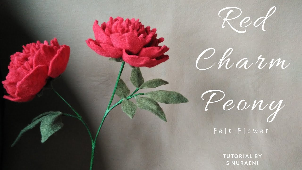 #DIY BOMB PEONY! How to Make Felt Peony - RED CHARM PEONY FOR INTERI0R FLOWERS