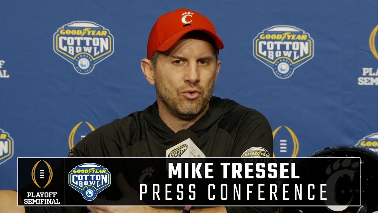 Cincinnati DC Mike Tressel addresses the media Tuesday ahead of the Cotton Bowl