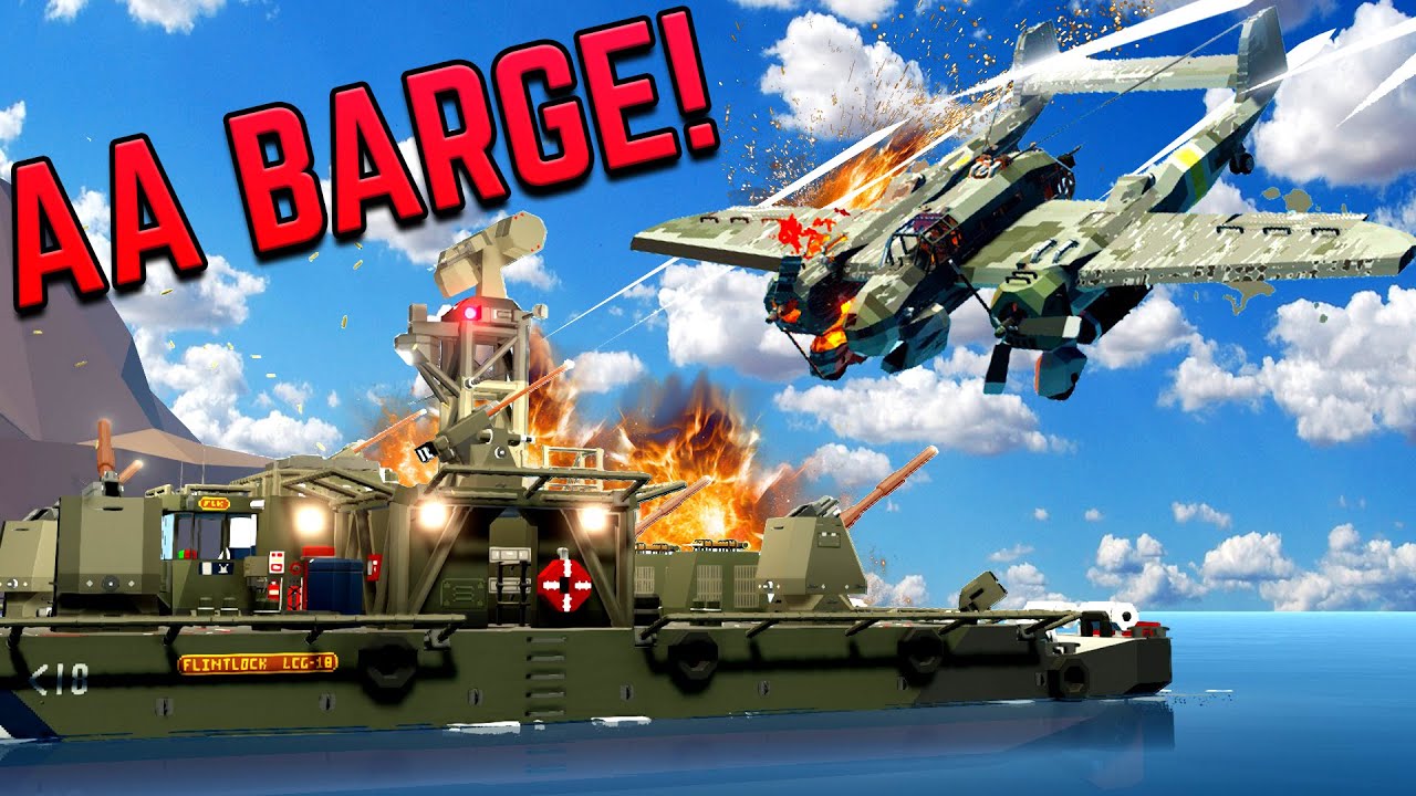 BATTLE BARGE ANNHIALATES DIVE BOMBERS In Stormworks!
