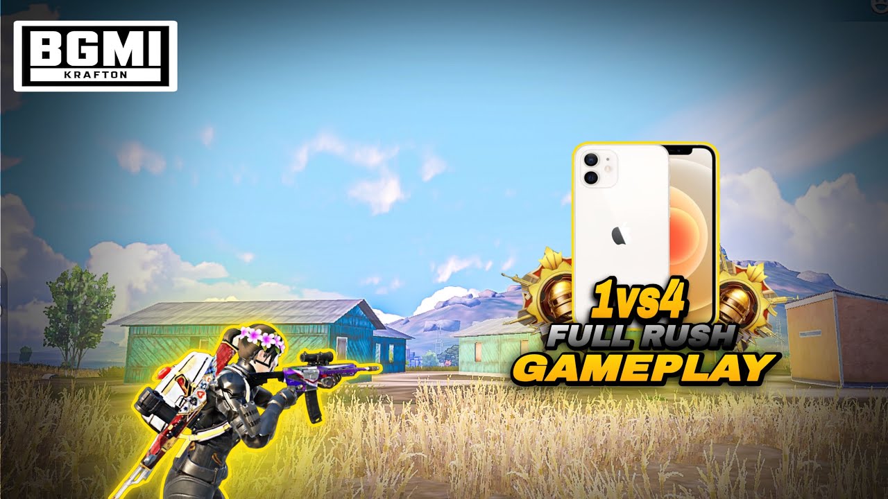 1v4 rush gameplay ⚡️BGMI squad \~ DANGER BGMI / iPhone 12 gameplay 