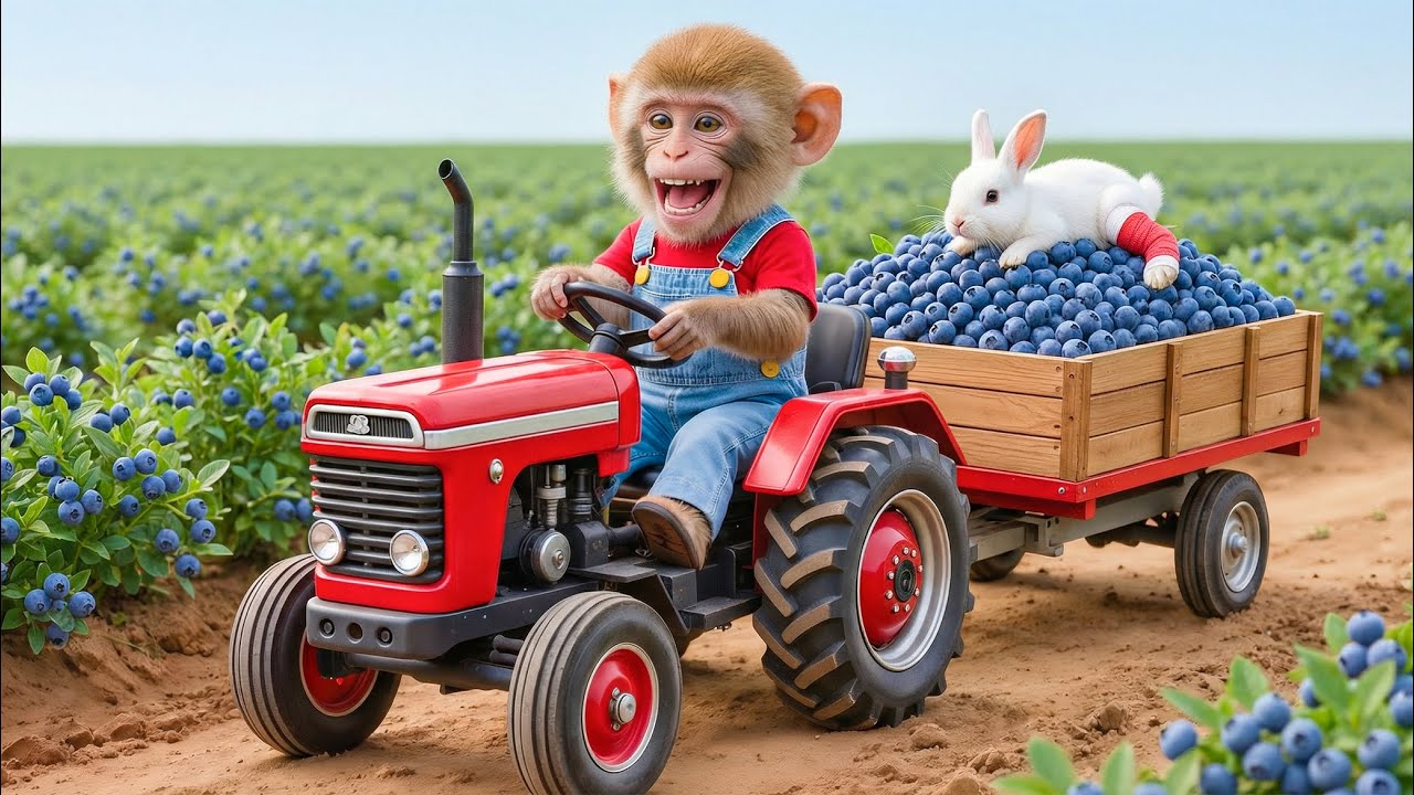 🐒🫐 Monkey NaNa Blueberry Harvest Takes a Turn—His Smart Rescue Saves a Rabbit Injured by a Nail! 🐰🩹