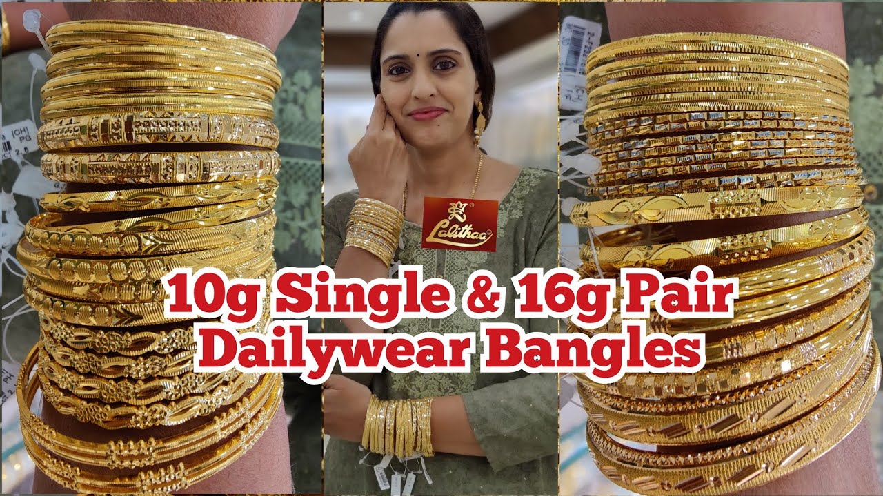 Lalithaa Jewellery Dailywear Bangle Collections | Machine Cut, Kambi, 3D, Neli, Office Wear Bangles