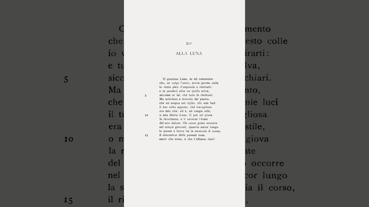 Una poesia per stare meglio 13 Leopardi, Alla luna