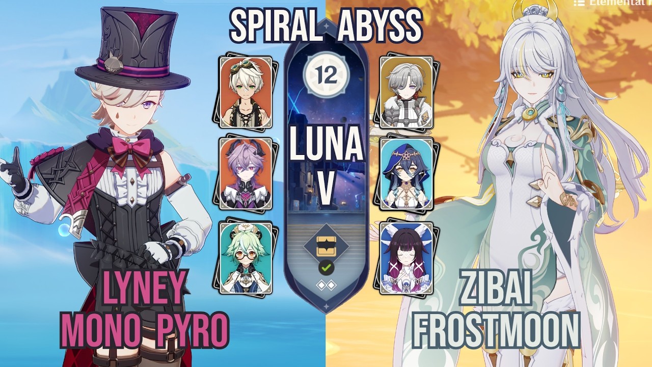 Lyney Mono Pyro x Zibai Frostmoon | Spiral Abyss 6.4 / Luna V | Genshin Impact