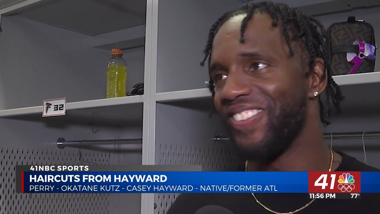 Former NFL player and Perry native Casey Hayward giving out haircuts