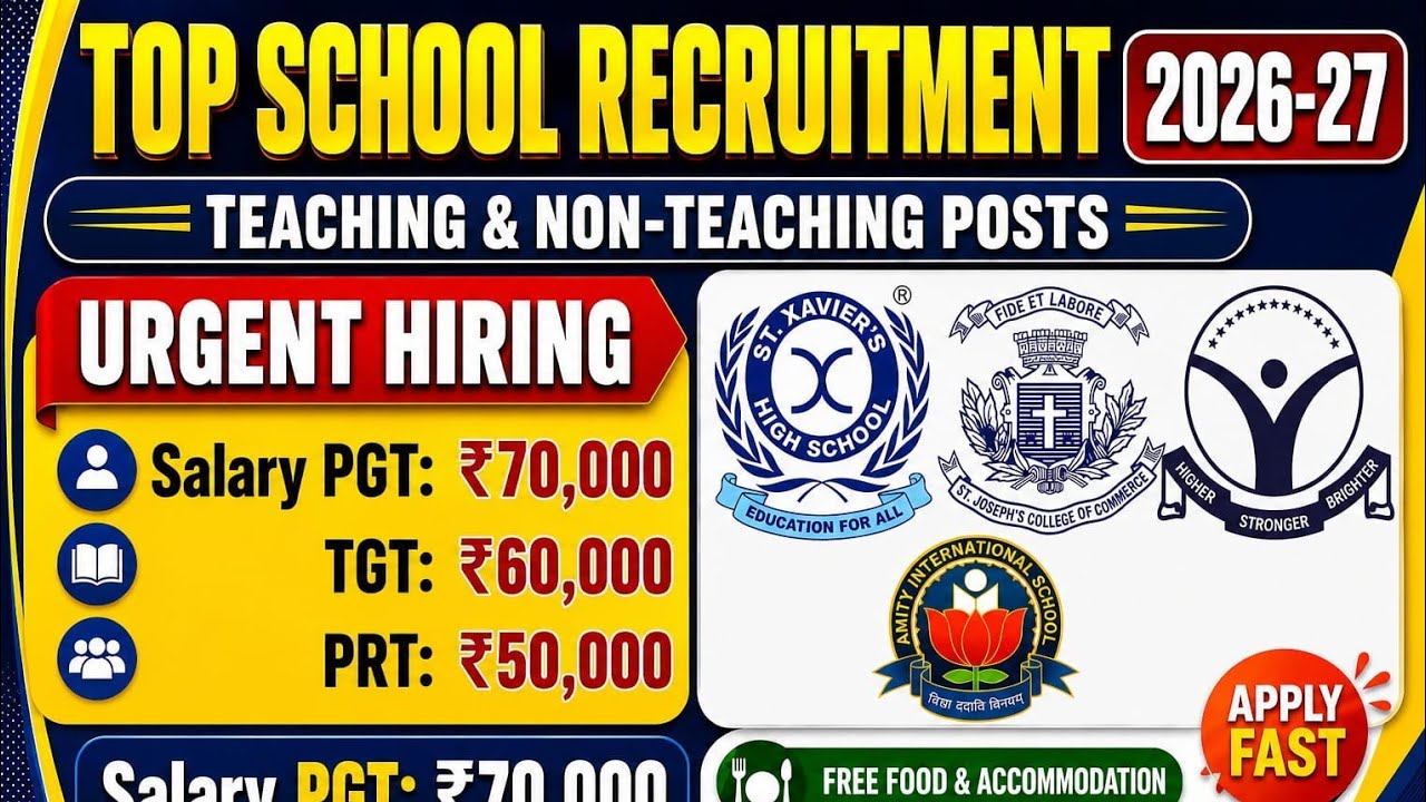 🔥 Latest Teaching & Non-Teaching Vacancy 2026 | Top Schools | Salary Upto ₹70k| Apply Now #jobsearch