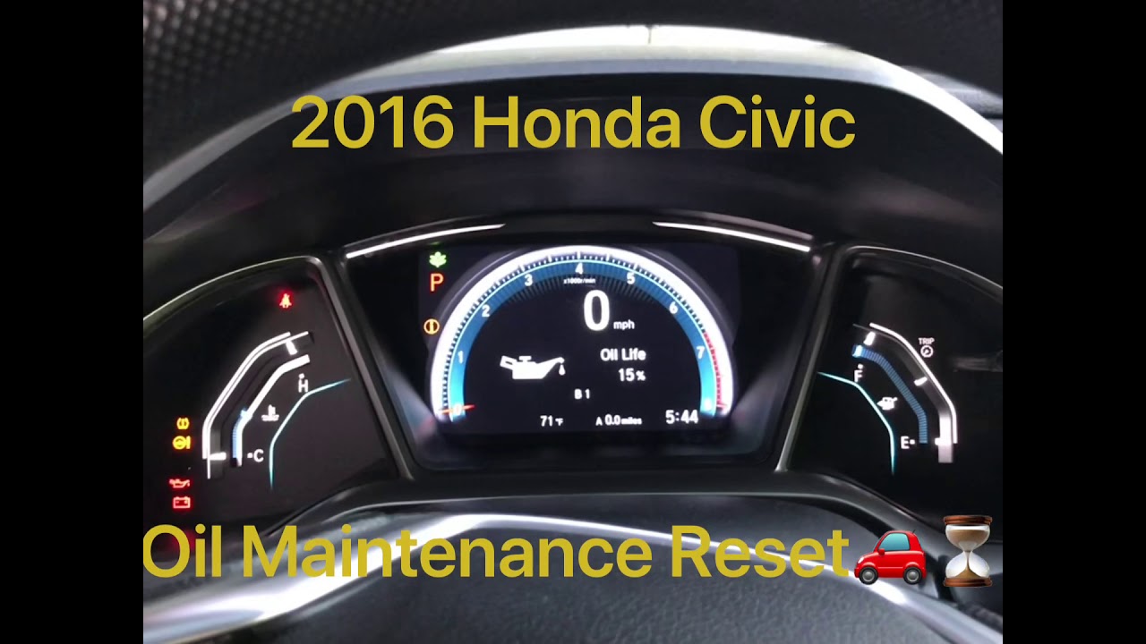 2016 Honda Civic Oil Maintenance Reset - Reseteo luz cambio de aceite.