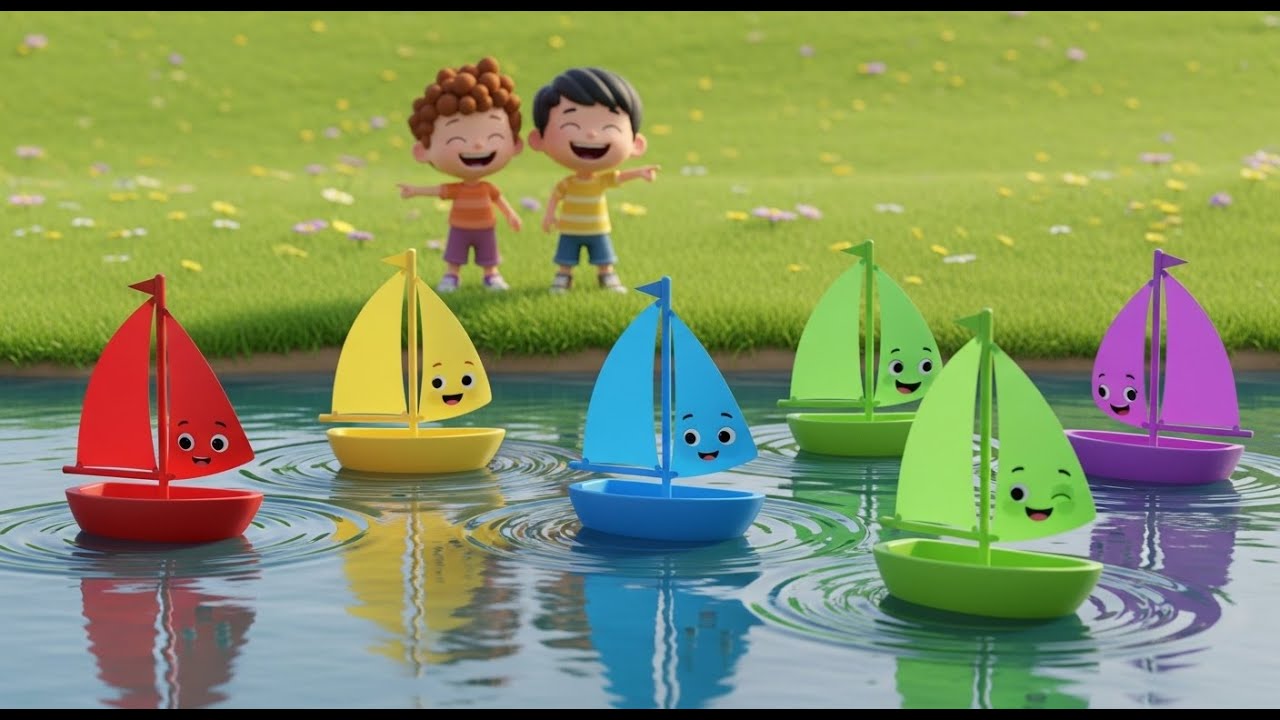 Five Little Toy Sailboats Float Float Float | Bathtub & Water Fun Counting for Kids