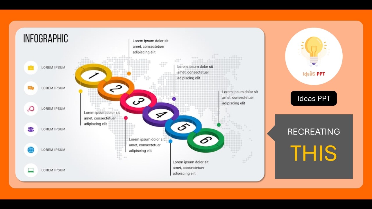 6-step Infographic Design Template Featuring 3D Circular Elements