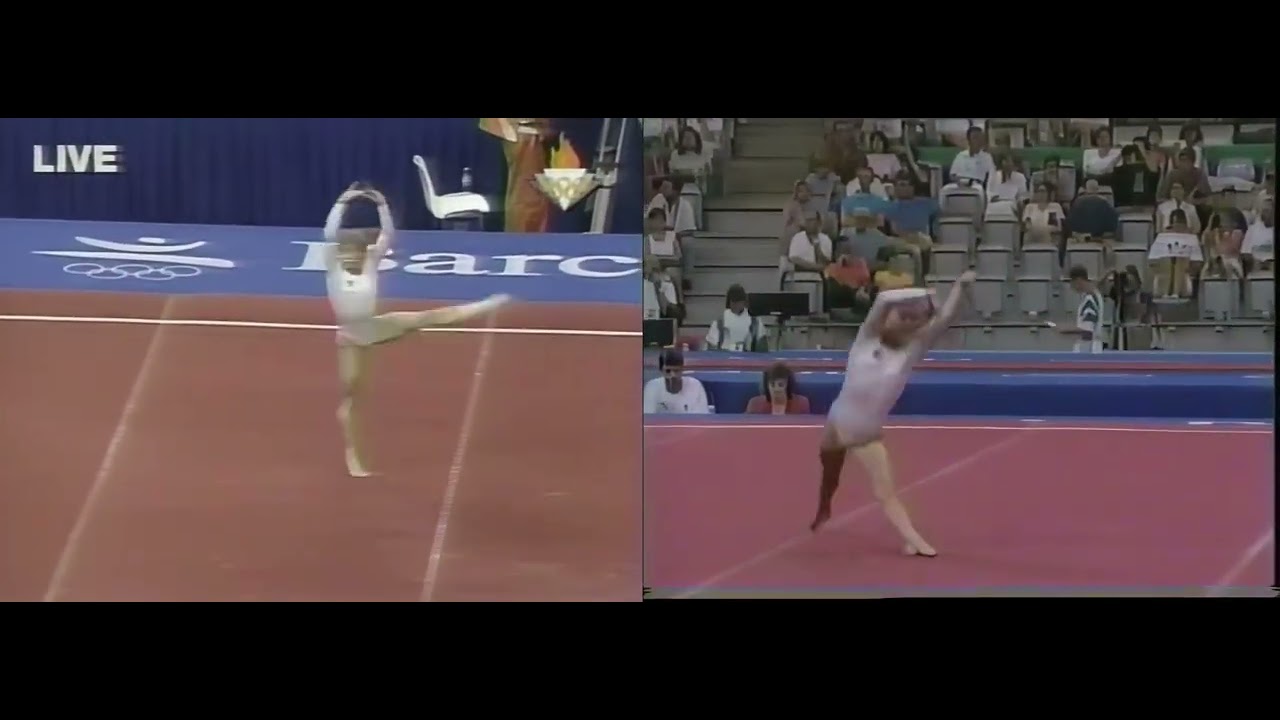 Kim Zmeskal vs. Shannon Miller - 1992 Compulsory Floor