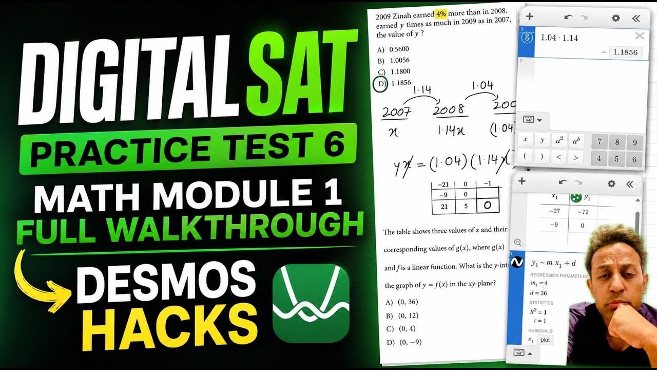 SAT Digital Practice Test 6 – Math Module 1 Full Walkthrough