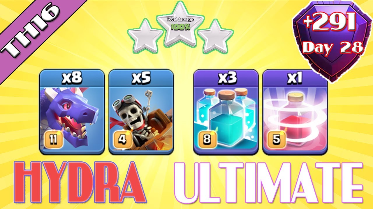 +291| Hydra Ultimate Attack TH16 | Day 28 | Legend League 06/2024