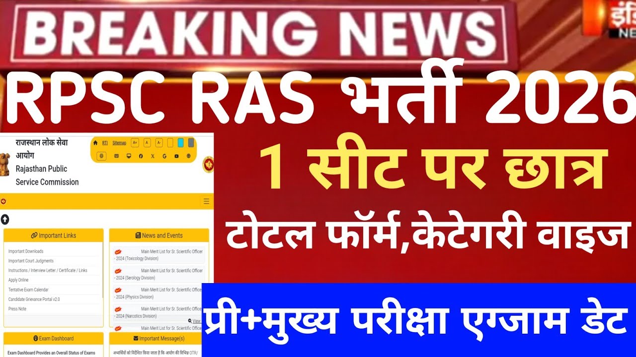 Rpsc Ras total form 2026/rpsc ras bharti 2026/Rpsc ras pri exam date /ras total form category wise