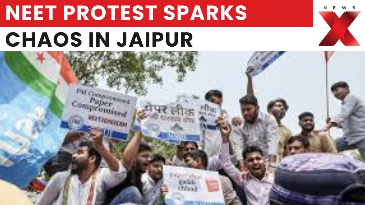 NEET Protest Turns Chaotic In Jaipur, Police Use Water Cannons On Congress Workers | NewsX