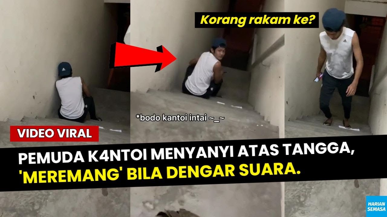 VlRAL, Pemuda K4NTOl Menyanyi Atas Tangga, Meremang Bila Dengar Suara..
