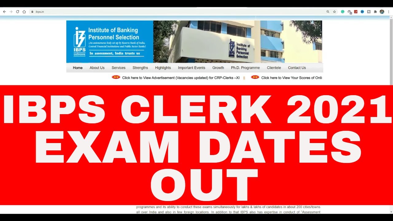 IBPS CLERK 2021 EXAM DATES
