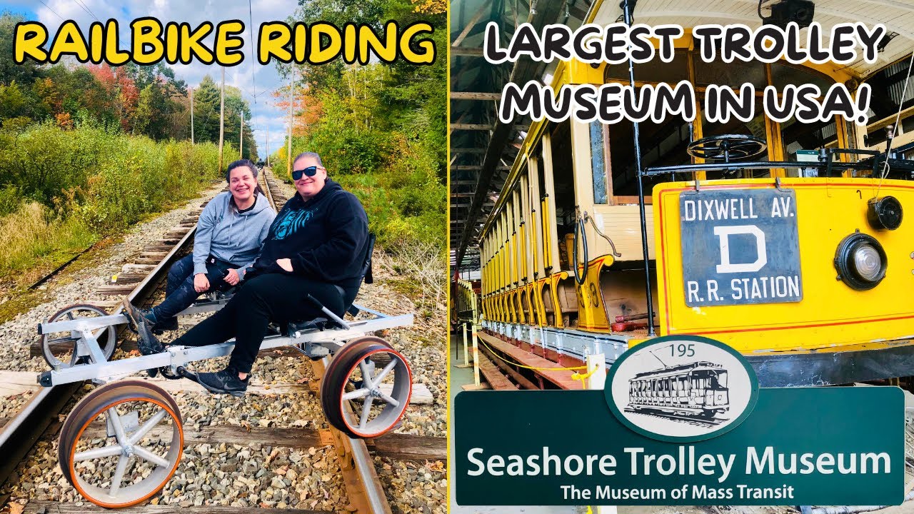 REVOLUTION RAIL CO. RAILBIKE RIDING IN KENNEBUNKPORT, ME @ THE SEASHORE TROLLEY MUSEUM LARGEST IN US