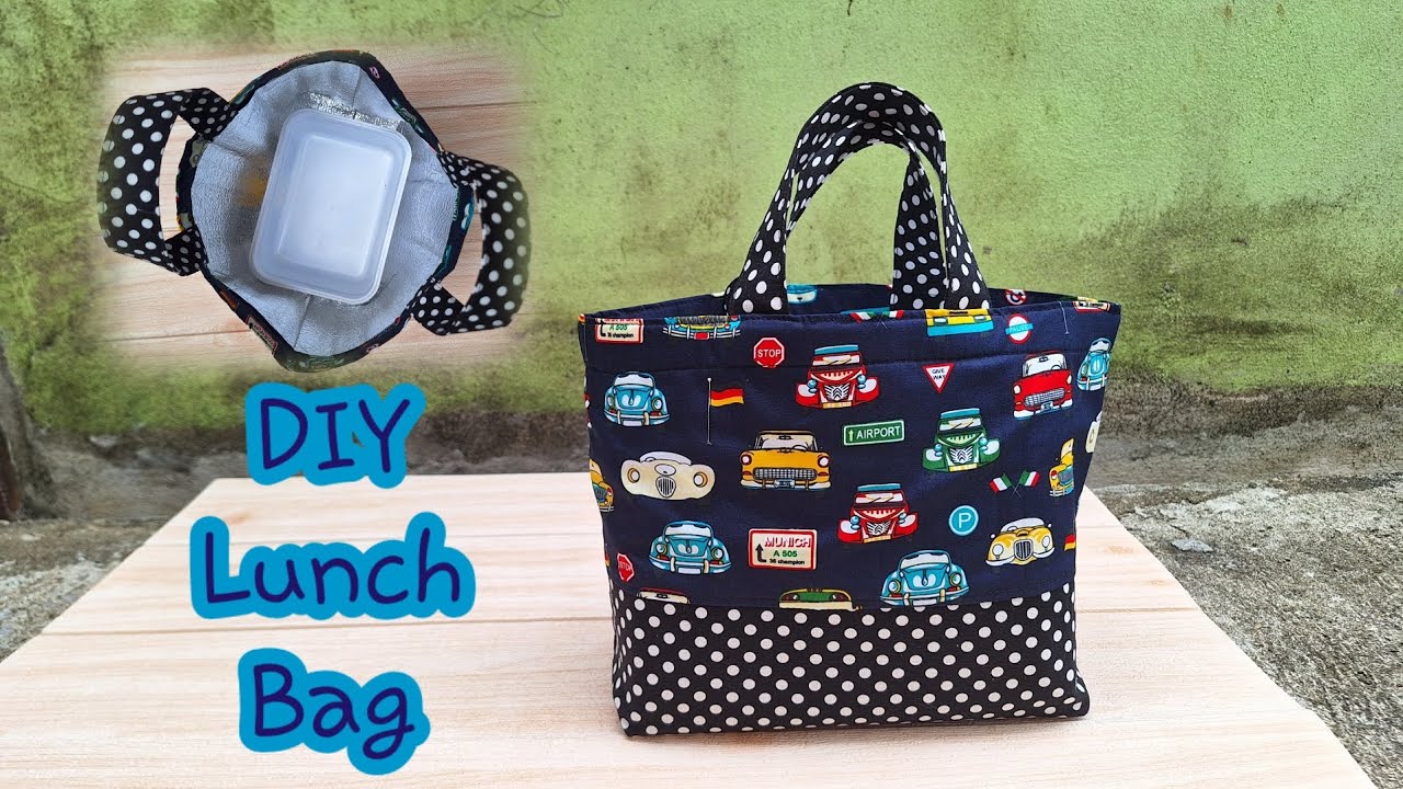 DIY Lunch Bag. How to sew easy lunch bag. sewing tutorial. Bag for box.