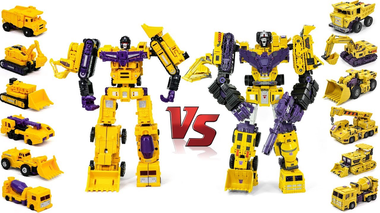 Transformers Yellow Color Big Devastator VS Mini Devastator Construction Car Combiner Robot Toys