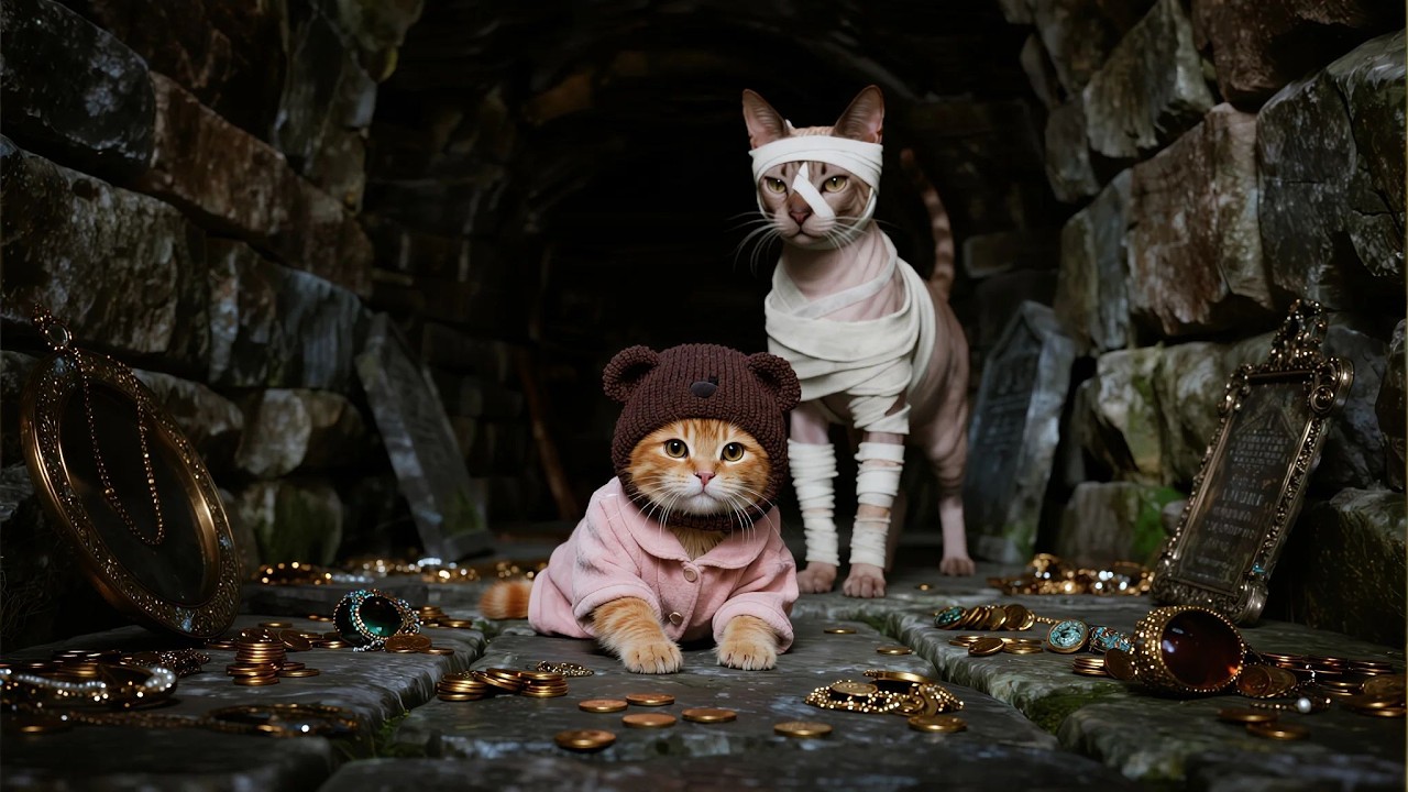 Ginger Kitten lost in pyramid🌵🐈, mysterious friend helps it find Mama Cat!