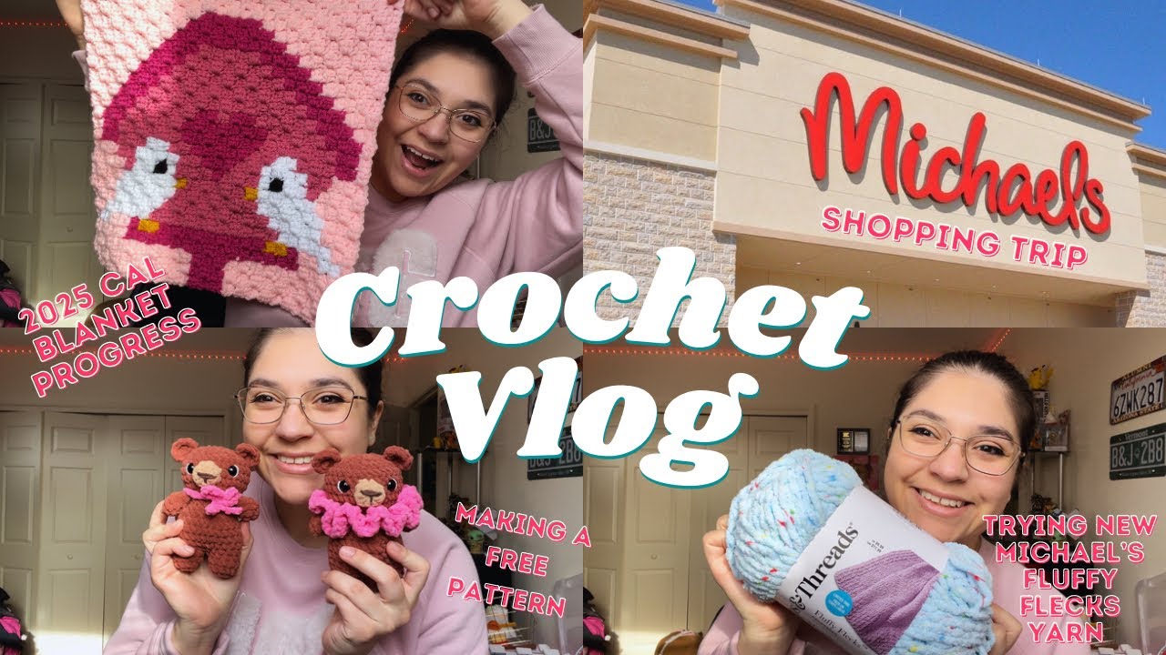 Crochet Vlog 🧶Trying Michael's NEW Fluffy Flecks and pattterns while market prepping!