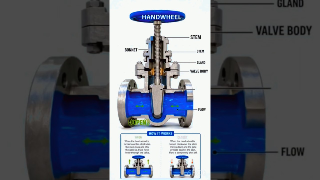 Gate valve working principle #engineering #shorts #animation