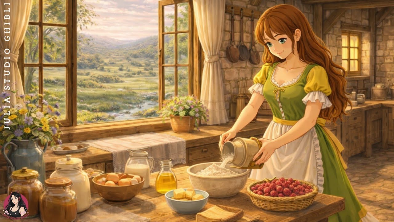 Quiet Day in the Countryside | Horse Riding, House Chores & Cozy Baking | Vintage Ghibli-Style ASMR