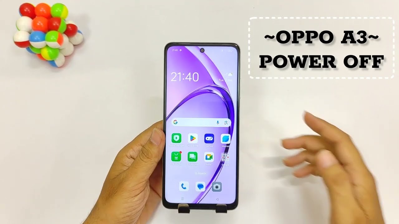 How to Power Off/Restart Oppo A3 5G [English] | Power button settings.