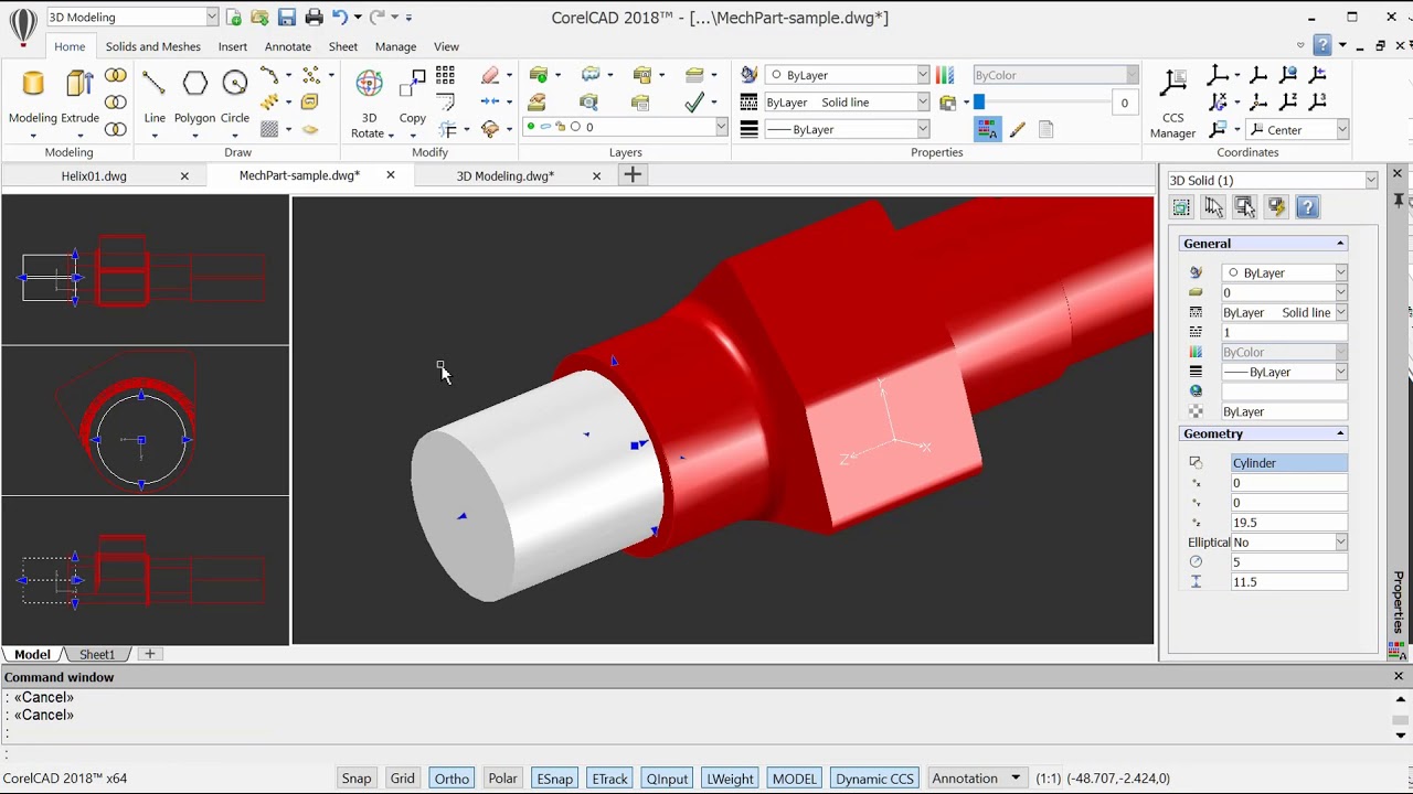3D solid modeling and editing with CorelCAD