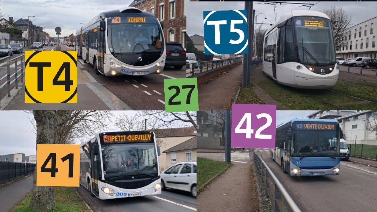 Spot de différentes lignes de bus et métro à Rouen 
