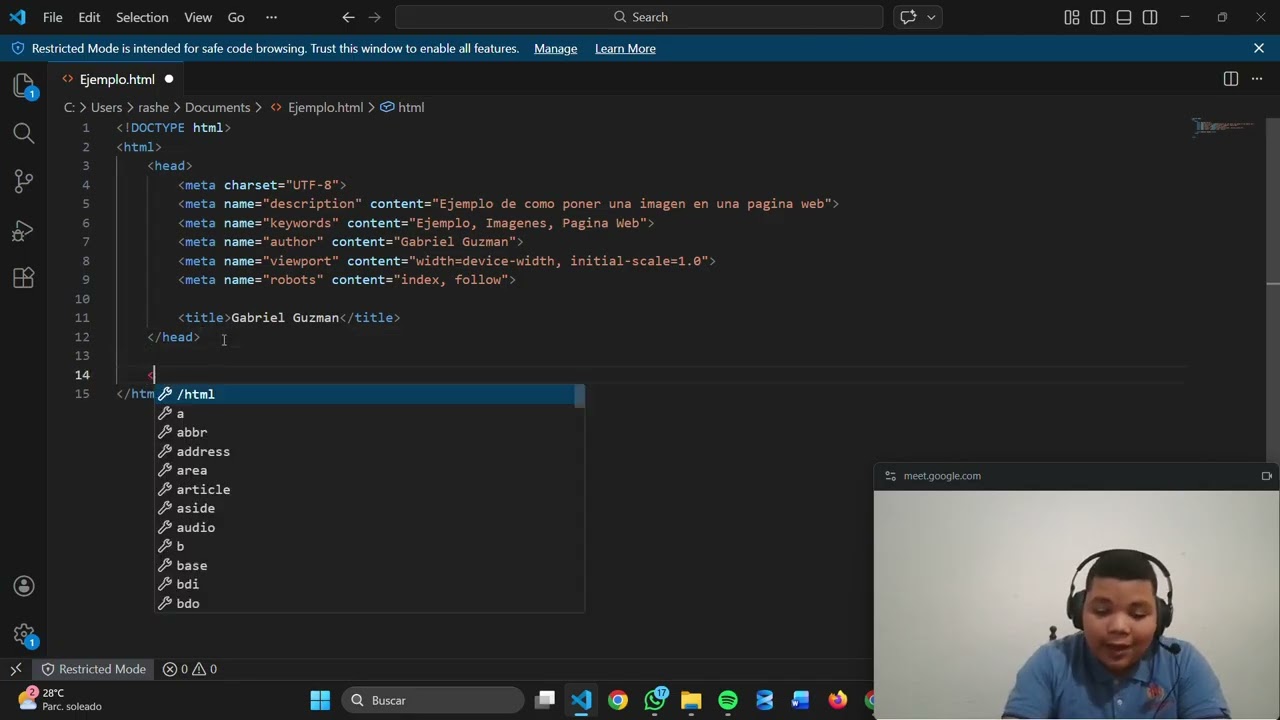 Cómo Agregar Imágenes en HTML Paso a Paso | Gabriel Guzman #11 4to C