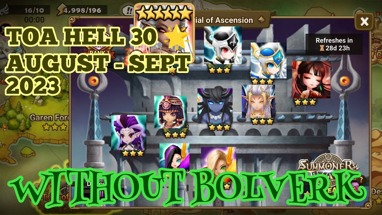 TOA HELL 30 🌟 AUGUST - SEPT 2023 WITHOUT BOLVERK [Summoners War : Sky Arena]