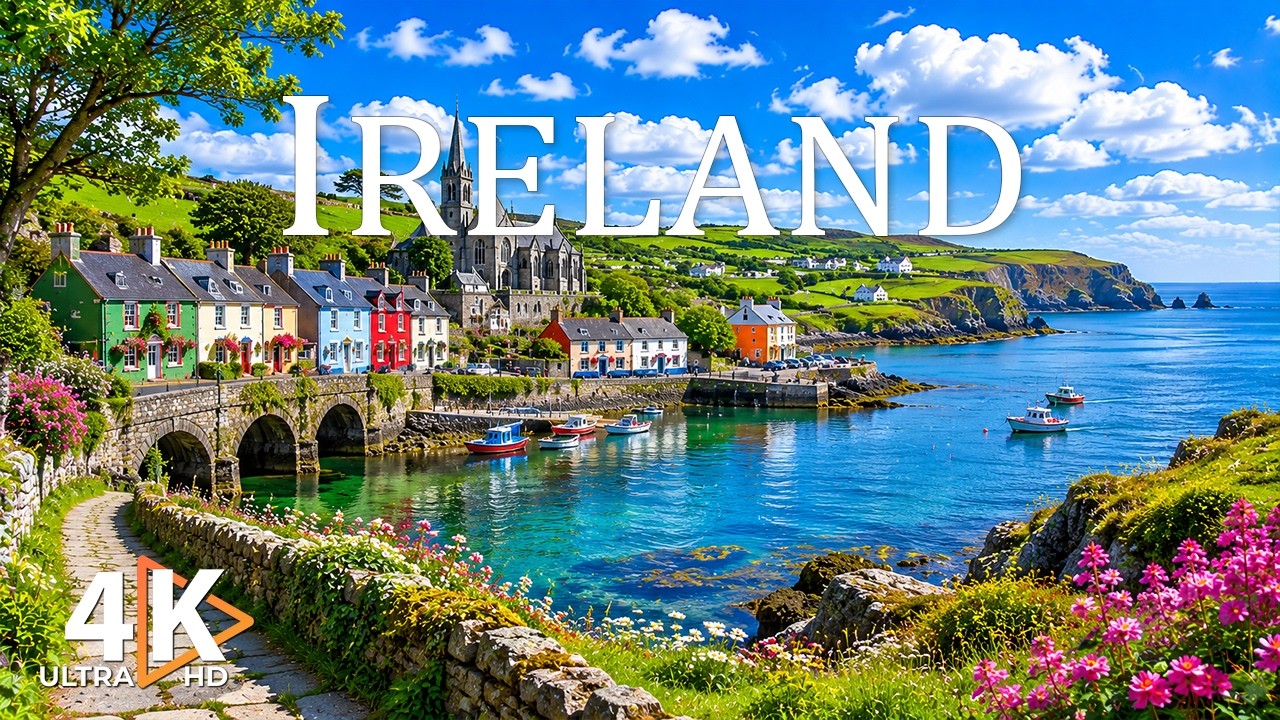 Ireland 4K | Wild Atlantic Beauty with Relaxing Piano Music | Cliffs, Green Fields & Ocean Serenity
