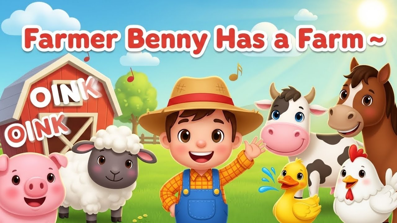Farmer Benny Has a Farm Song | Kids Nursery Rhyme Animals 🎵 Sing Along