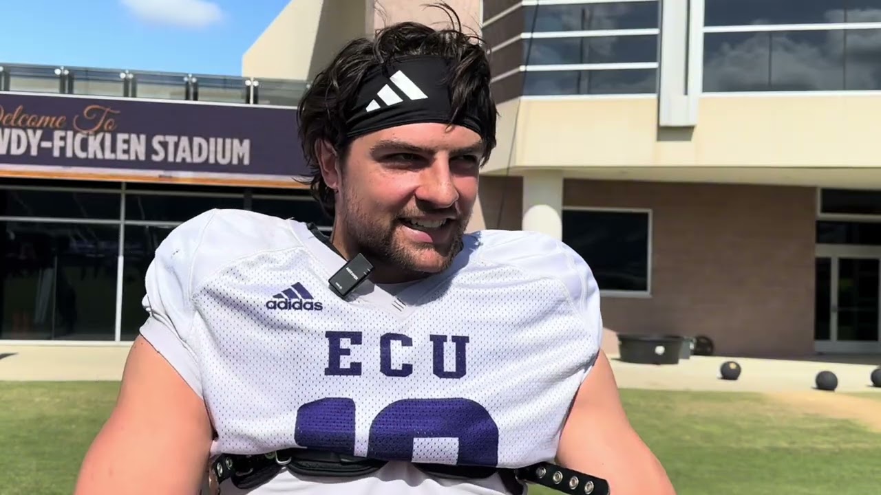 ECU Football&rsquo;s Rion Roseborough, Brock Spalding, and Blake Harrell after the first spring scrimmage