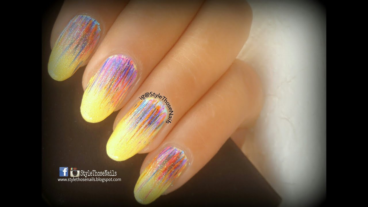 Waterfall Nailart using Fan Brush- Easy Spring and Summer Nail Design
