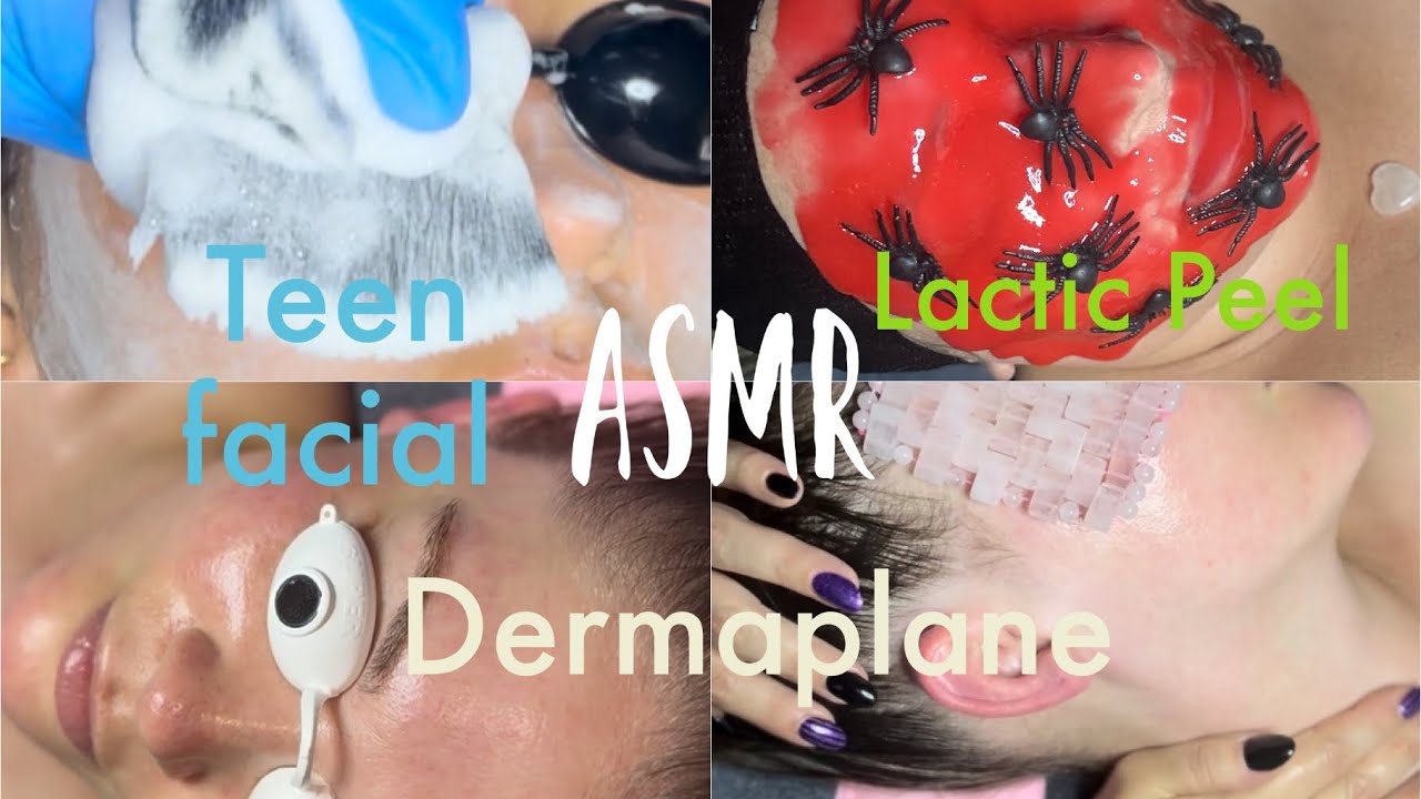3 Facials ASMR | Teen, Dermaplane, Peel + Hydrojelly