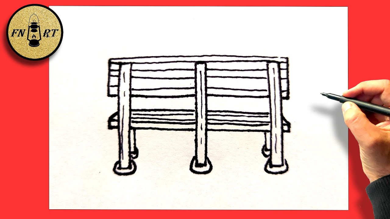 How to draw a bench from the back