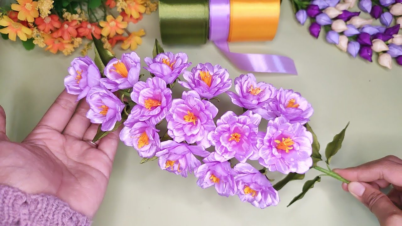 DIY| cara membuat buket bunga dari pita satin | flower Bouquet #satinribbonflowers