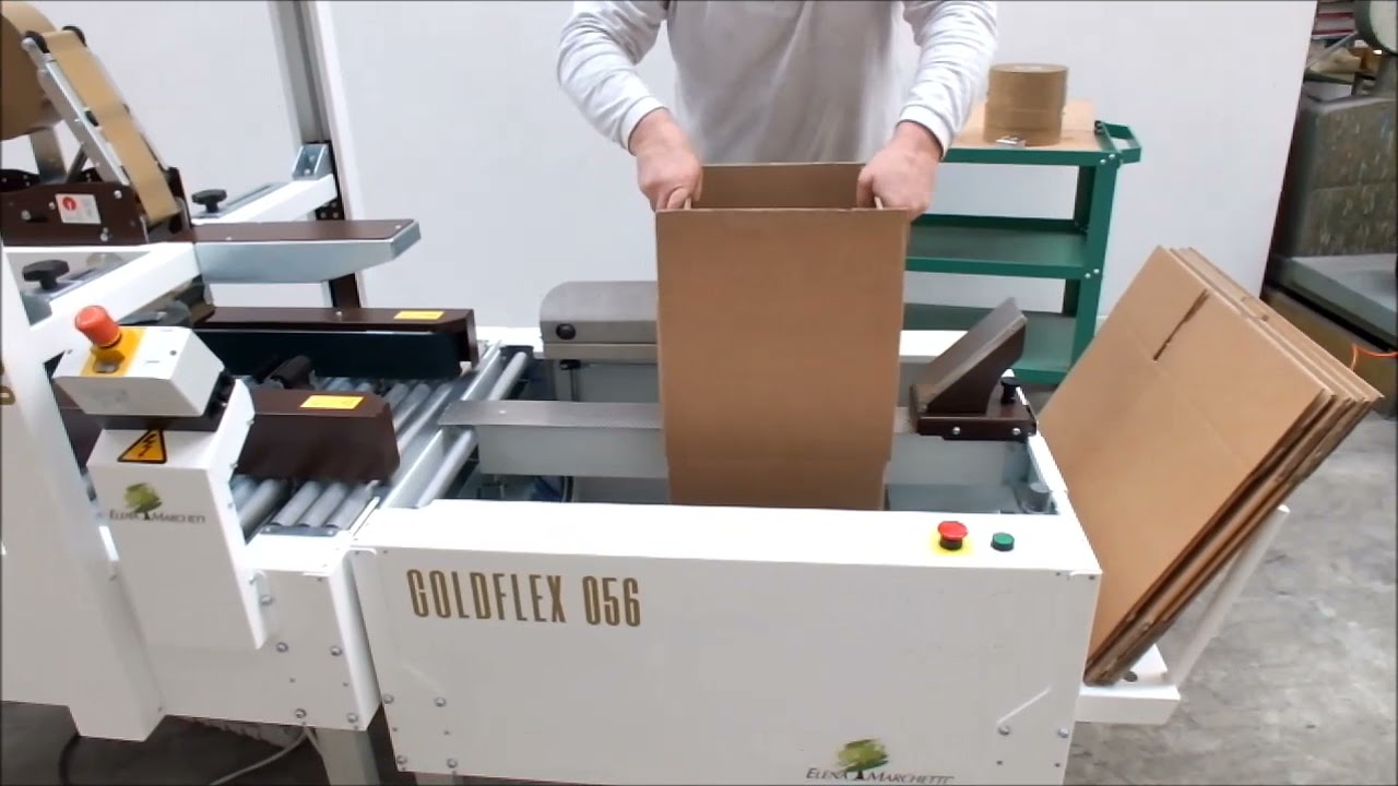 SEMI AUTOMATIC LINE: CARTON ERECTOR GF056 + CASE SEALER GT65 + CONVEYOR PRE 50/3 - ELENA MARCHETTI