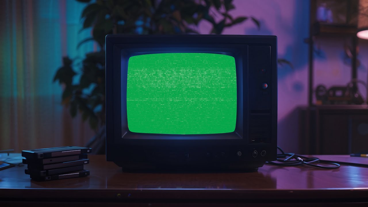 Transform Your Videos with My Dark Retro TV Green Screen Template!