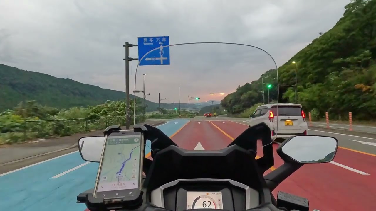 My solo Japan Motorcycle Sunset Trip from the New Aso Bridge to Kikuyo | ASMR biking for sleeping.