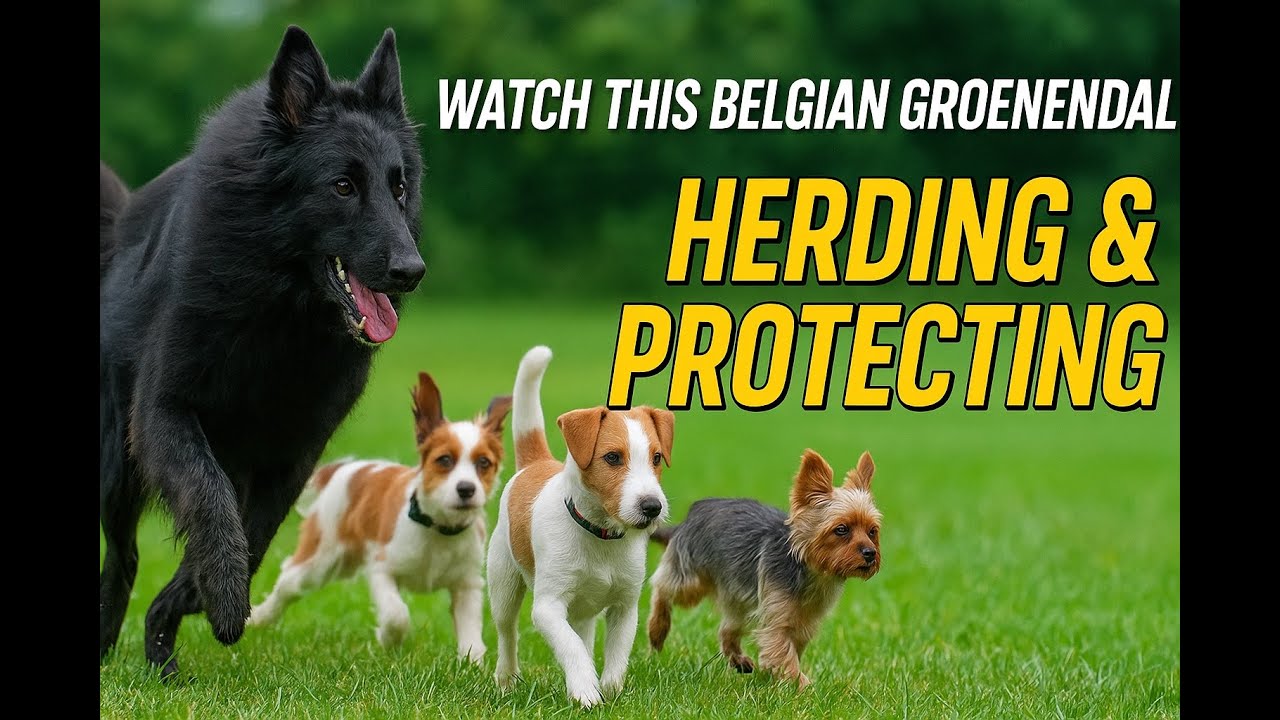 Watch This Belgian Groenendael Herd and Protect a Pack of Small Dogs!