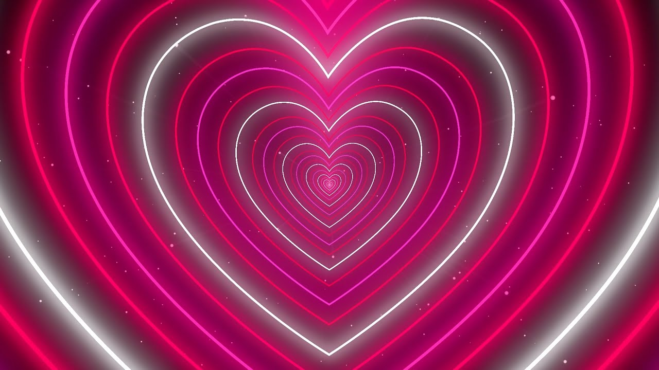 Color Changing Heart Tunnel💜Neon Tunnel Background Video | Neon Lights Heart Motion Background