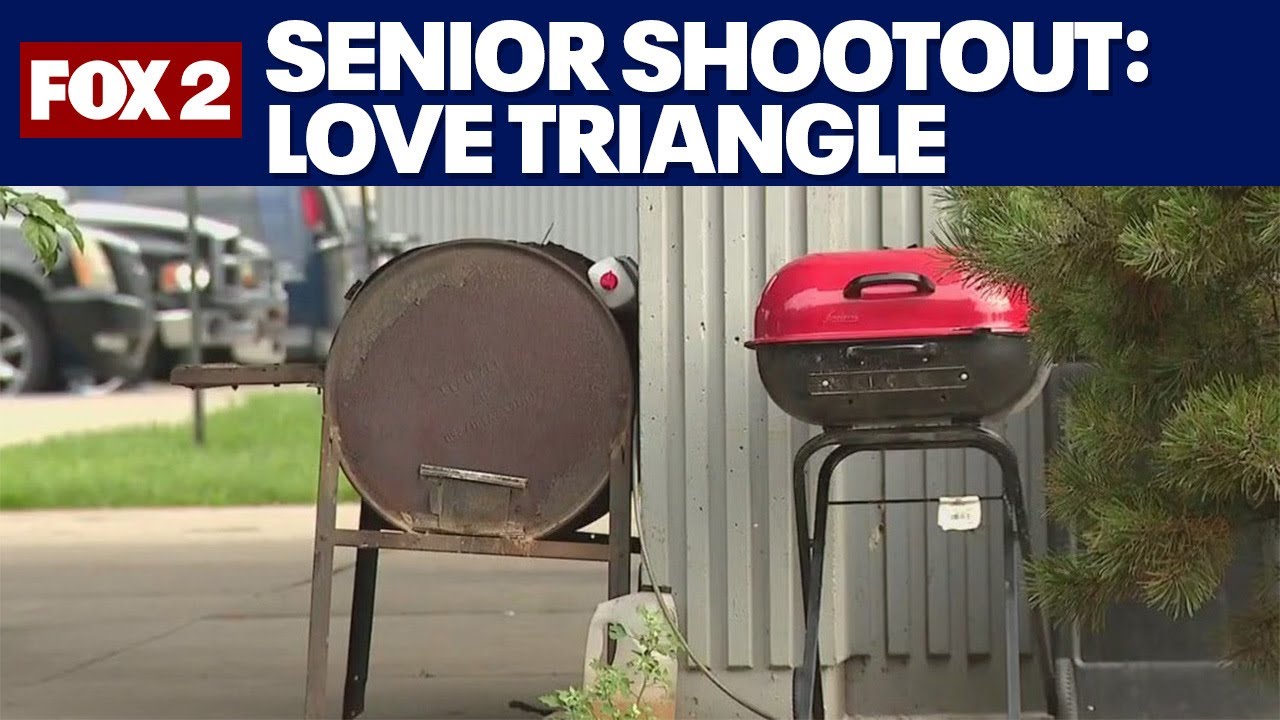 Senior love triangle: Jealous man confronts man in wheelchair, four shot