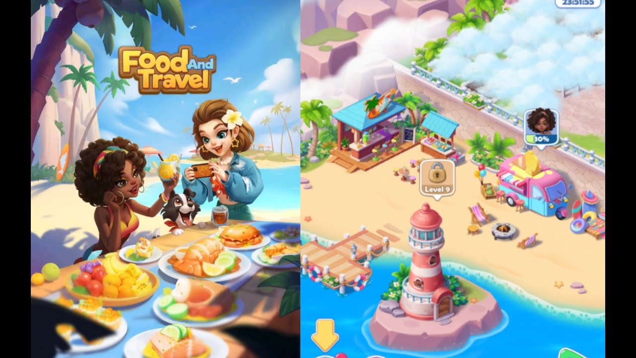 Food and Travel: Merge Game | Level 1-6  Part  1 🏕🏖   #merge